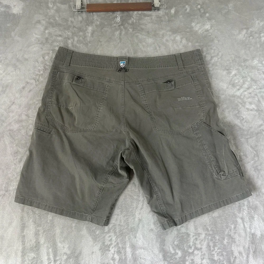 Kuhl Cargo Shorts Mens 38 Gray Canvas Hiking Outdoor Utility Pockets Casual